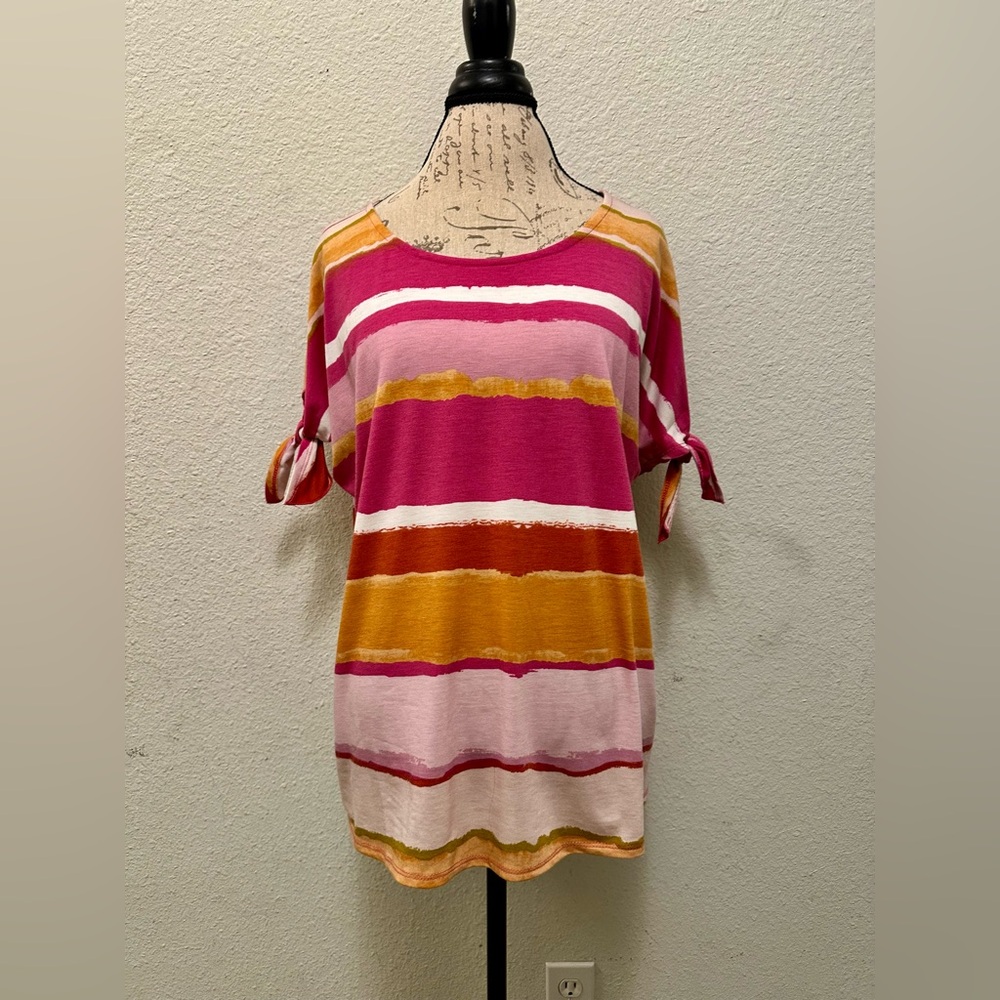 Colorful Striped Women's Short Sleeve Top